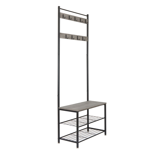 Mercury Row Allenton Iron Hall Tree with Bench and Shoe Storage